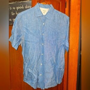 Murano Light Blue Baird McNutt Linen Button Down Shirt In A Mens XL.